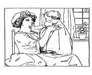 adult vintage drawing mother and girl