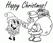 santa clause and spongebob coloring page6d14