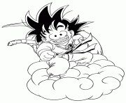 dragon ball z kid goku riding cloud coloring page