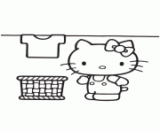 hello kitty doing laundry