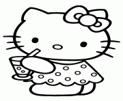 cute hello kitty drinking water