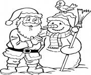 christmas santa claus having fun with snowman 39