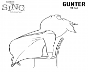 Sing Coloring Pages Pig Gunter