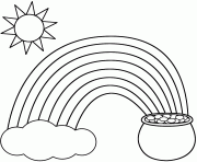 Rainbow Pot Of Gold Sun And Cloud