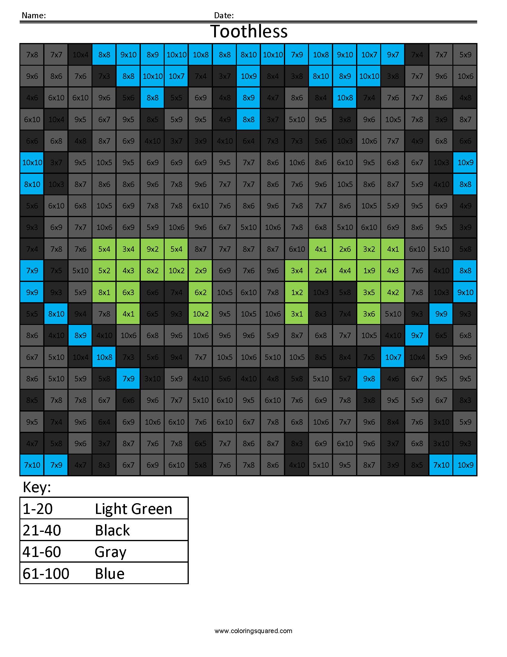 Toothless Dragon Math Coloring pixel art