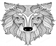 wolf zentangle adults