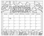 july coloring calendar 2019