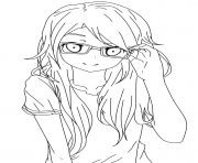 Girl With Glasses Lineart