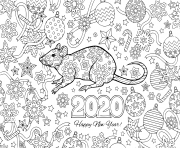 new year 2020 rat and festive objects image for calendar