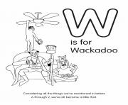 W is for Wackadoo coloring pages