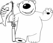 Cartoon Polar Bear Caught a Fish