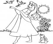 Princess Aurora and Animals in the Sun