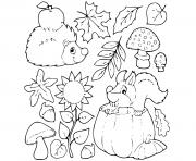 autumn apples squirrel hedgehog