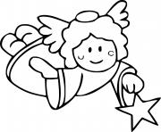 Flying Little Angel Holds a Star